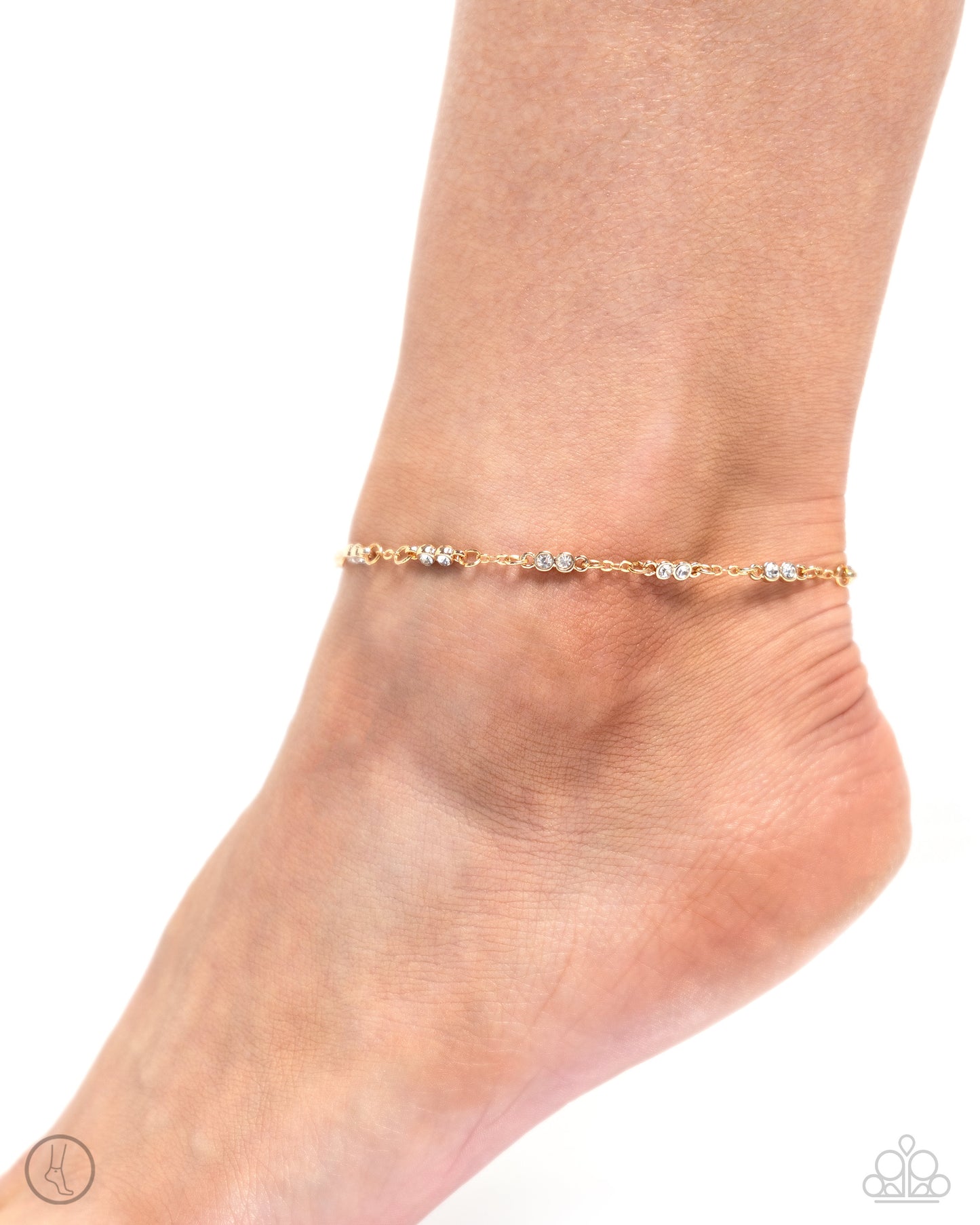Simple Sass - Gold Chain & White Gems Paparazzi Anklet