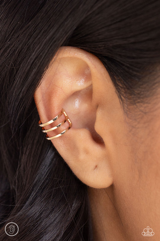 Metro Mashup - Gold Bars Paparazzi Ear Cuff Earrings