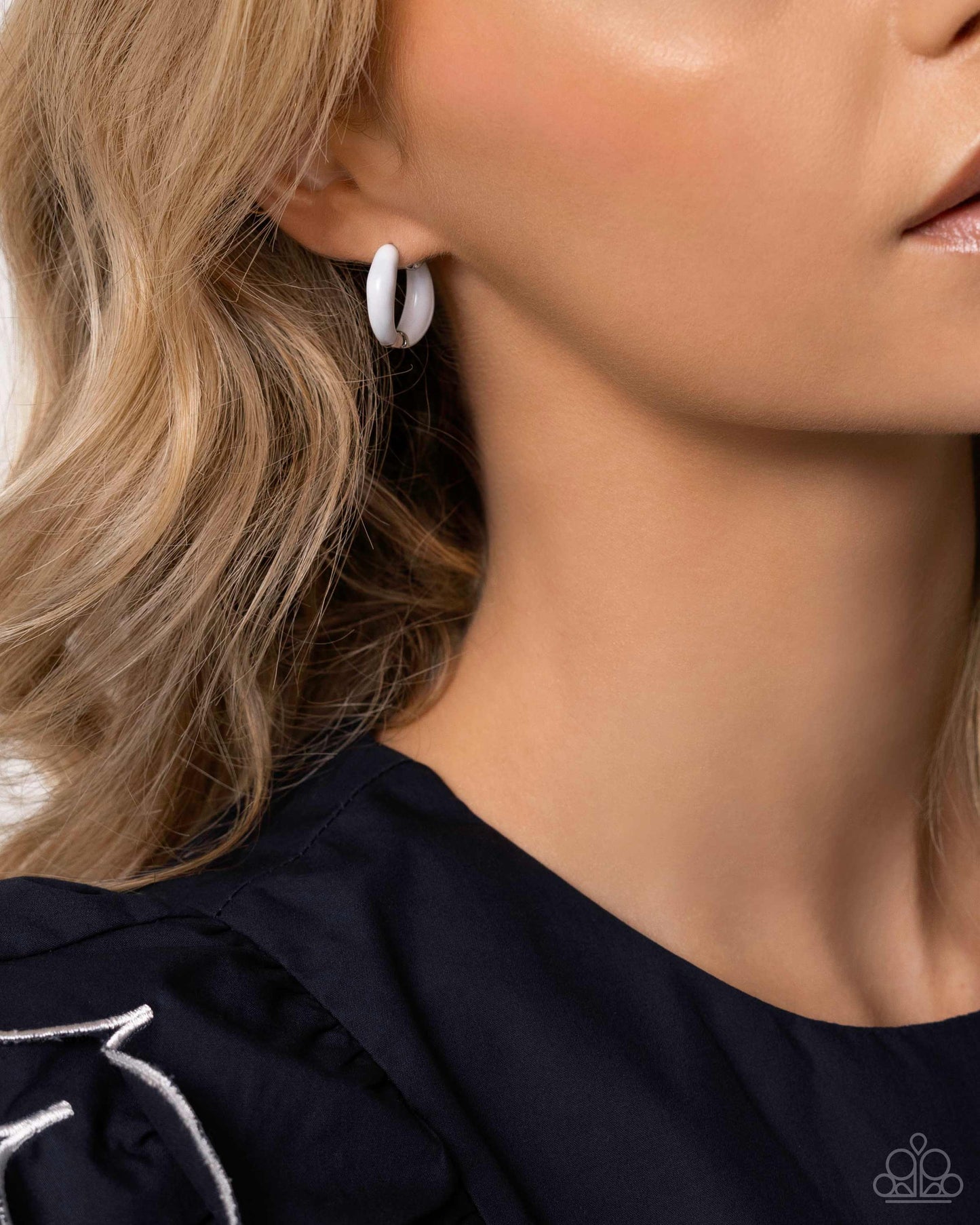 Pivoting Paint - White Painted Paparazzi Hinge Hoop Earrings