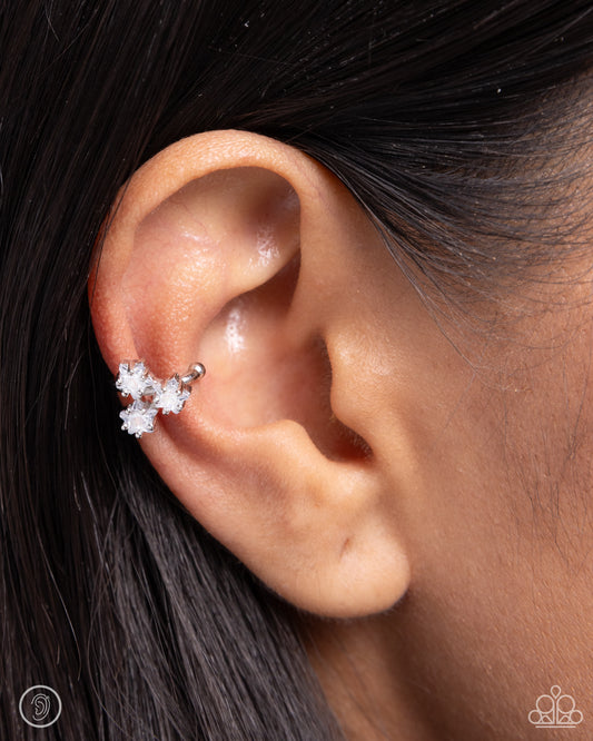 Ethereal Ensemble - White Rhinestone Stars Paparazzi Ear Cuff Earrings