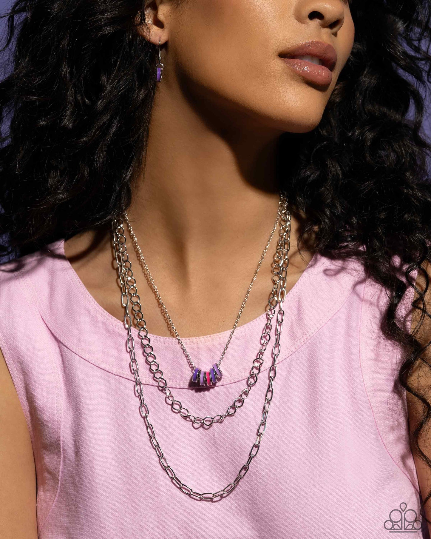 Colorful Cadet - Purple/Lavender/Pink Charms Paparazzi Necklace & matching earrings