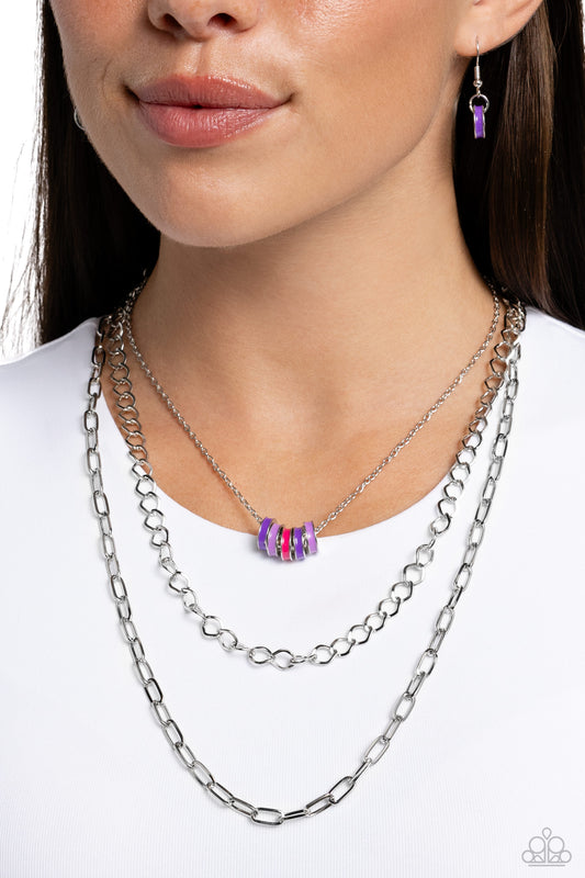 Colorful Cadet - Purple/Lavender/Pink Charms Paparazzi Necklace & matching earrings