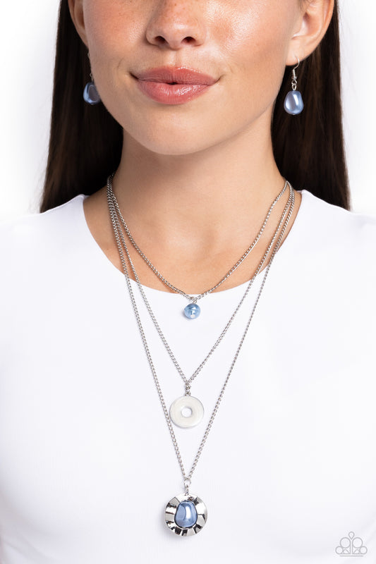 Refined Reaction - Blue Pearls Pendant Paparazzi Necklace & matching earrings