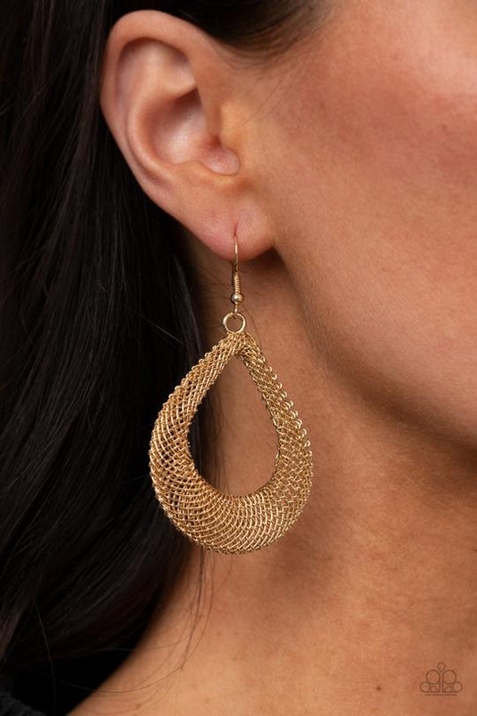 A Hot MESH - Gold Mesh-Like Chain Paparazzi Earrings