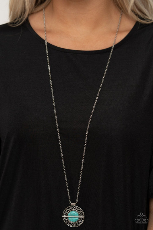 Adobe Adornment - Blue/Turquoise Stone Pendant Paparazzi Necklace & matching earrings