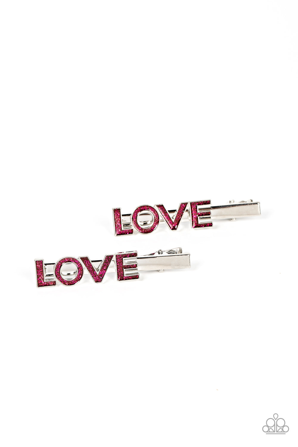 Adored Adornment - Pink Glitter "LOVE" Paparazzi Hair Clips