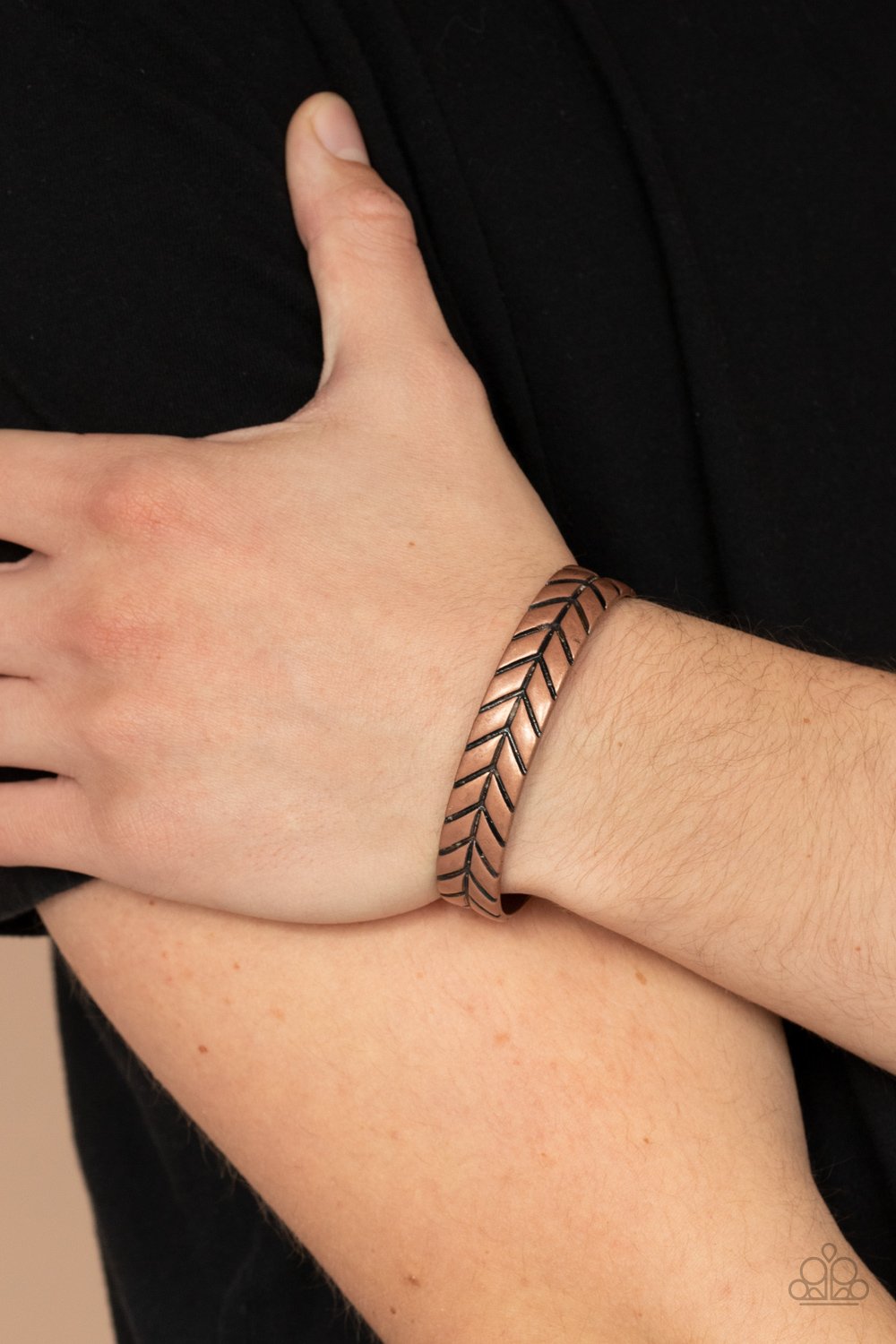 Ancient Archer - Copper Stamped Arrow Pattern Paparazzi Cuff Bracelet
