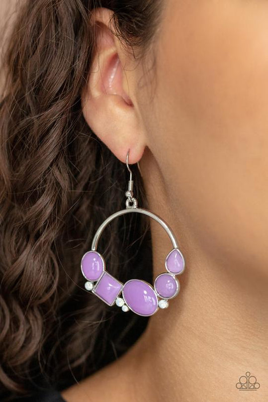 Beautifully Bubblicious - Purple Beaded Paparazzi Earrings