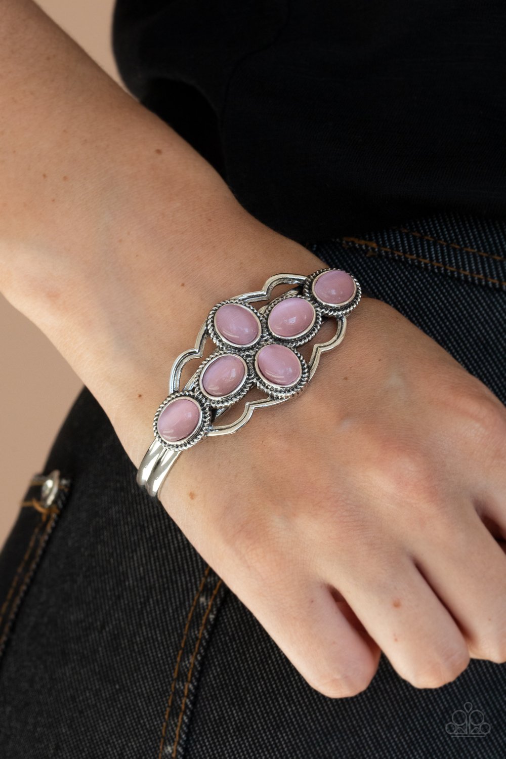 Color Me Celestial - Pink Cat's Eye Paparazzi Cuff Bracelet