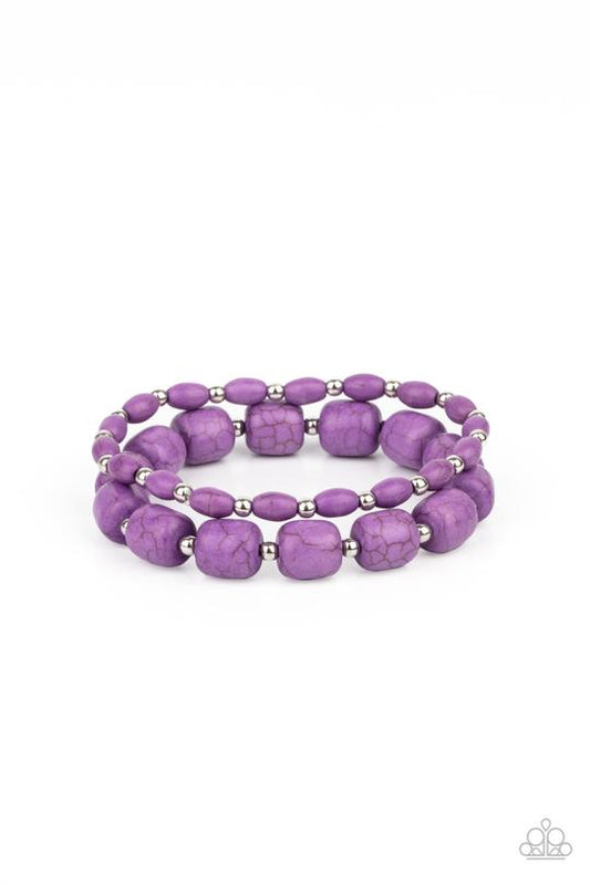 Colorfully Country - Purple Mismatched Stone Beaded Paparazzi Stretch Bracelet