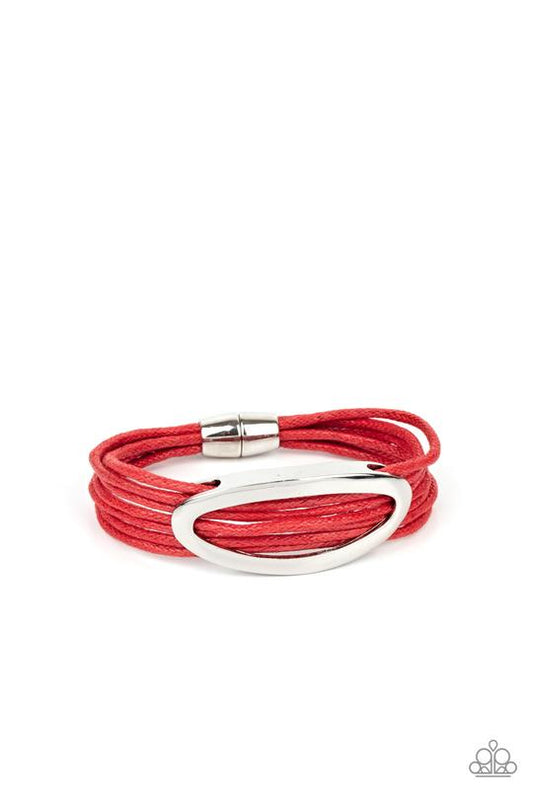 Corded Couture - Red Cording Paparazzi Magnetic Bracelet