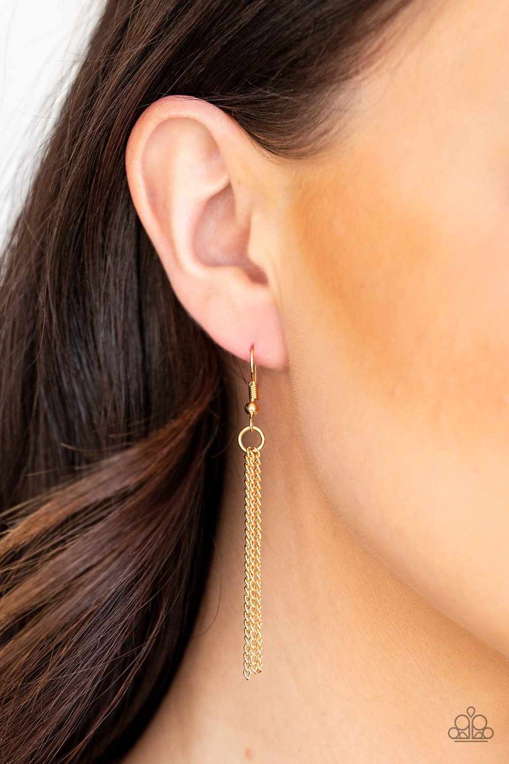 Dauntless Diva - Gold Gem Pendant Paparazzi Necklace & matching earrings