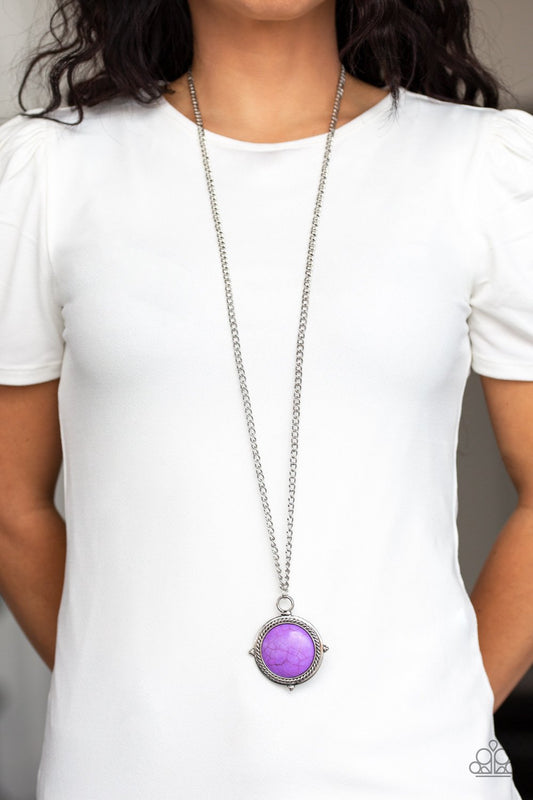 Desert Equinox - Purple Stone Pendant Paparazzi Necklace & matching earrings