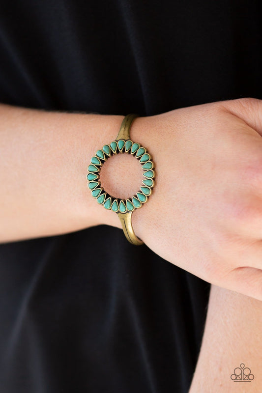 Divinely Desert - Brass/Turquoise Stone Paparazzi Cuff Bracelet