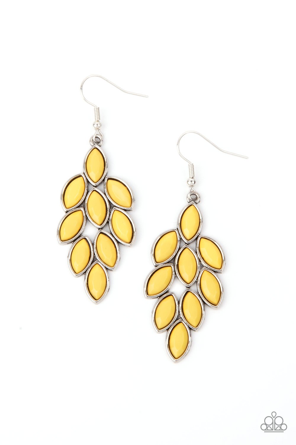 Flamboyant Foliage - Yellow Beaded Leafy Lure Paparazzi Earrings
