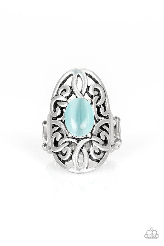 GLEAM Big - Blue Cat's Eye Paparazzi Ring