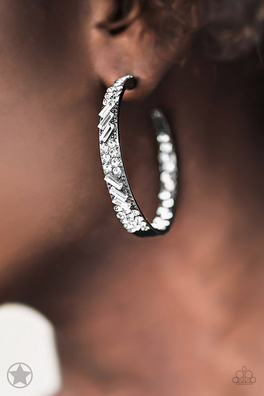 GLITZY by Association - Gunmetal/White Rhinestones Paparazzi Earrings