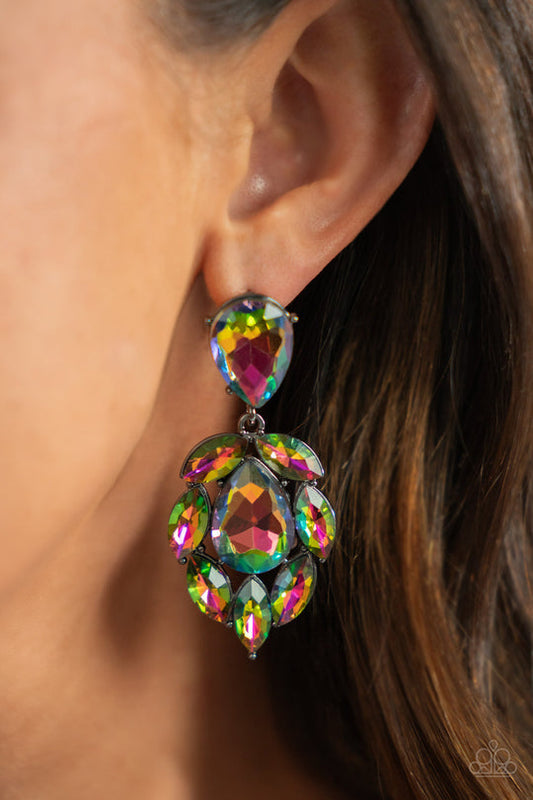 Galactic Go-Getter - Multi Oil Spill Rhinestone Paparazzi Earrings