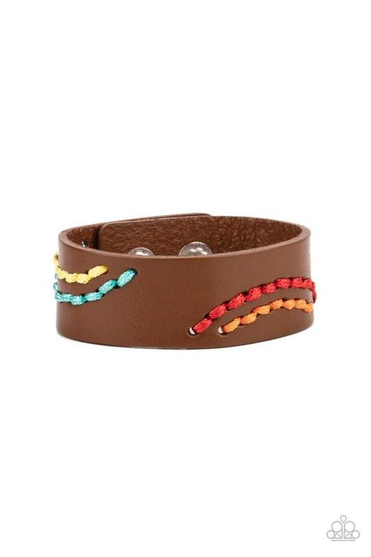 Harmonic Horizons - Multi Colored Thread Stitched Paparazzi Snap Bracelet