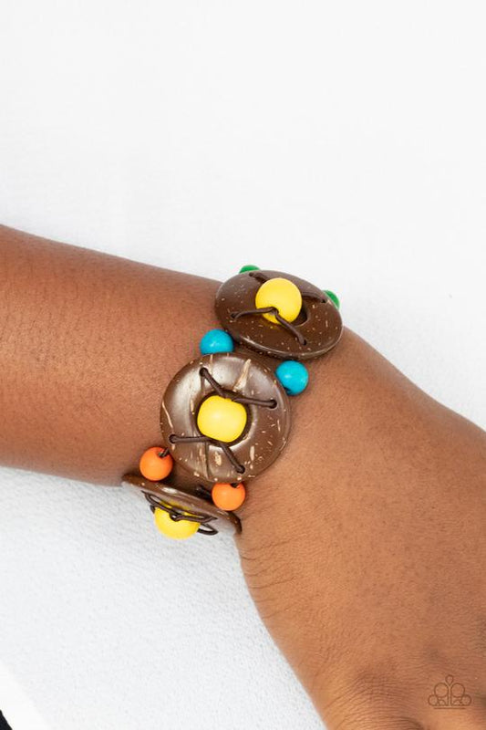 Island Adventure - Multi Colored Wooden Beaded Paparazzi Stretch Bracelet