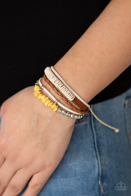 Keep At ROAM Temperature - Yellow Pebbles/Suede & Leather Paparazzi Urban Bracelet