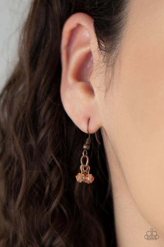 Let There Be TWILIGHT - Copper Iridescent Beaded Paparazzi Necklace & matching earrings