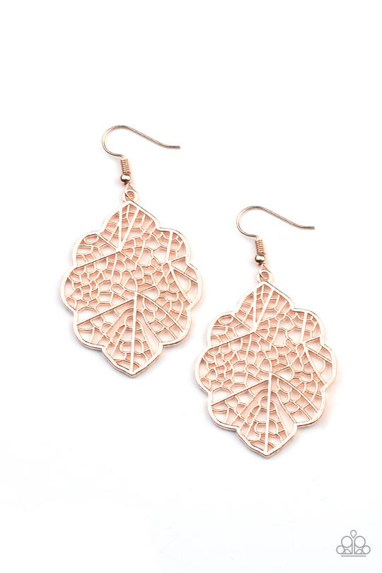 Meadow Mosaic - Rose Gold Stenciled Geometric Accent Paparazzi Earrings