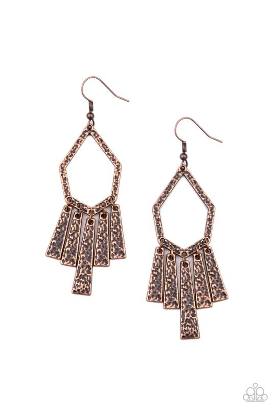 Museum Find - Copper Flared Rectangular Frames/Geometric Frame Paparazzi Earrings