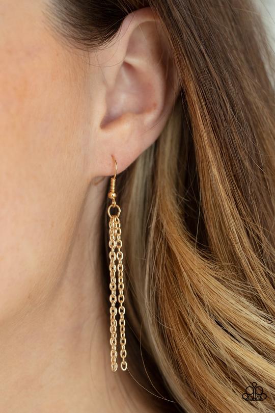 Orbiting Splendor - Gold Linked Hoop/Chain Tassel Paparazzi Pendant Necklace & matching earrings