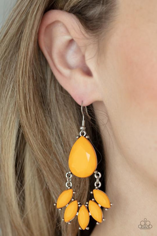 POWERHOUSE Call - Orange Marigold Marquise Cut Beaded Paparazzi Earrings