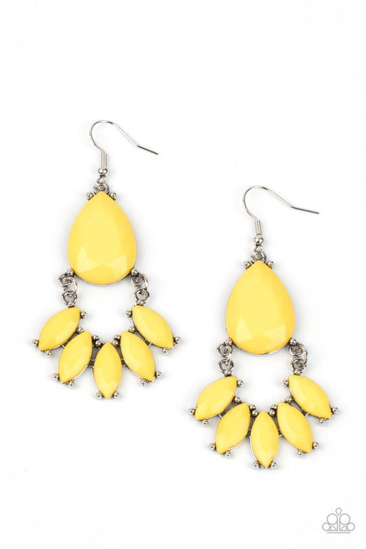 POWERHOUSE Call - Yellow Illuminating Beaded Paparazzi Earrings