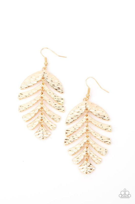 Palm Lagoon - Gold Palm Leaf Paparazzi Earrings