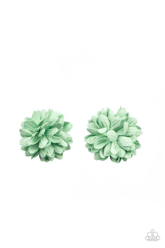 Paper Paradise - Green Dainty Blossom Paparazzi Hair Clips