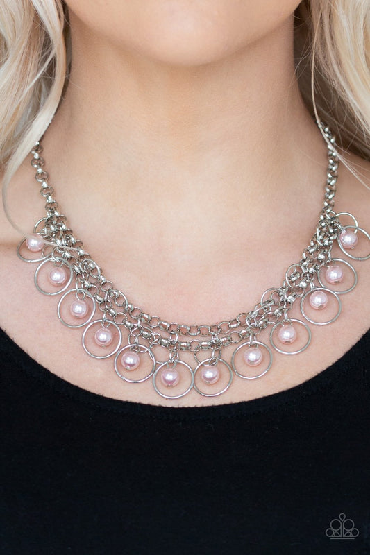 Party Time - Pink Pearl Paparazzi Necklace & matching earrings