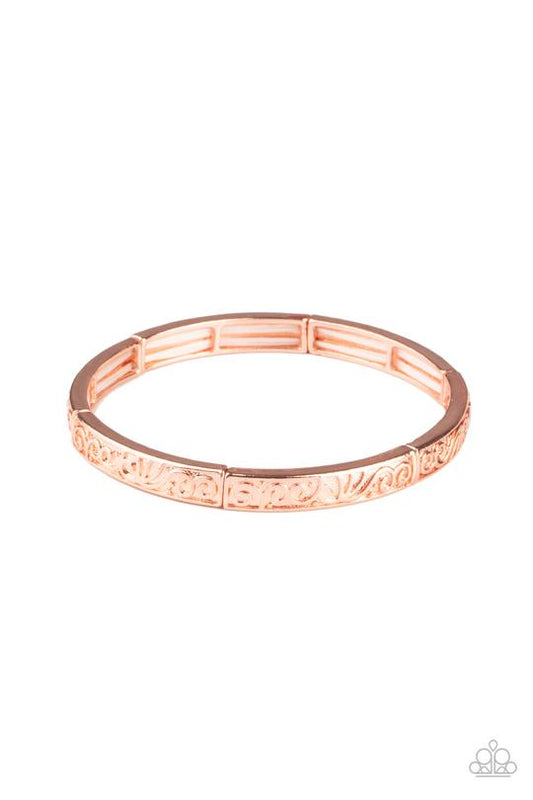 Precisely Petite - Copper Filigree Vine Paparazzi Stretch Bracelet