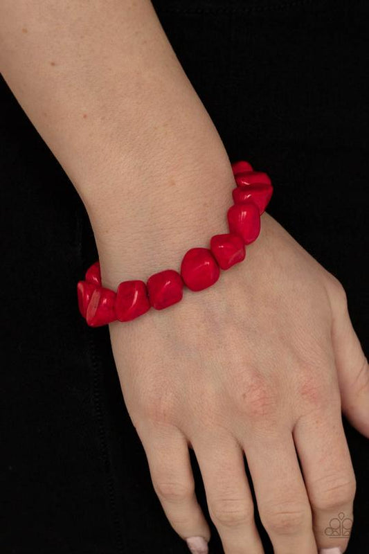 Prehistoric Paradise - Red Imperfect Stone Paparazzi Adjustable Bracelet