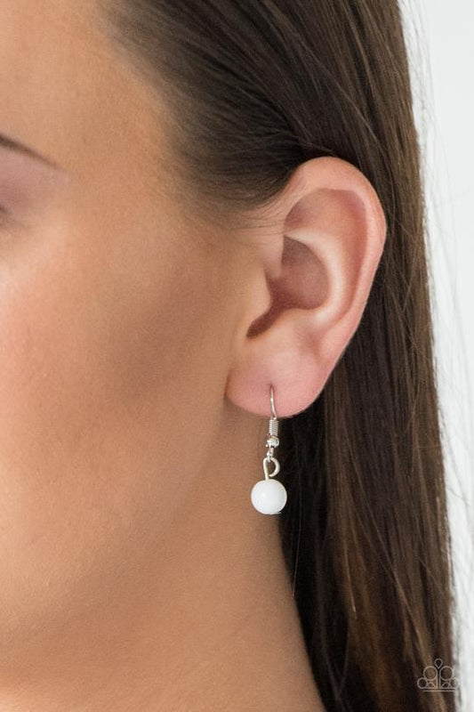 Pretty Pop-tastic! - White Beads/Silver Accent Paparazzi Necklace & matching earrings