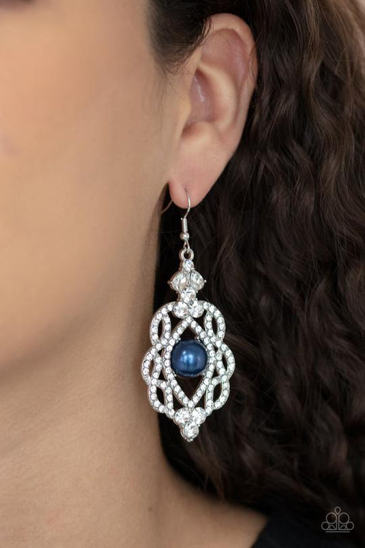 Rhinestone Renaissance - Blue Pearl & White Rhinestone Paparazzi Earrings