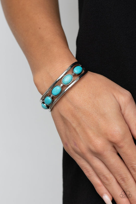 River Rock Canyons - Blue/Turquoise Stone Rustic Look Paparazzi Cuff Bracelet