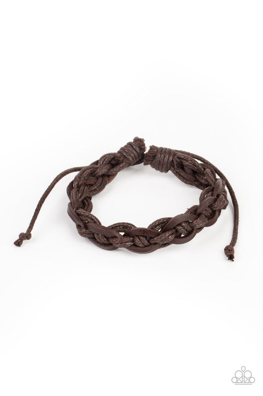 Rugged Adventure - Brown Knotted Cording Paparazzi Urban Bracelet