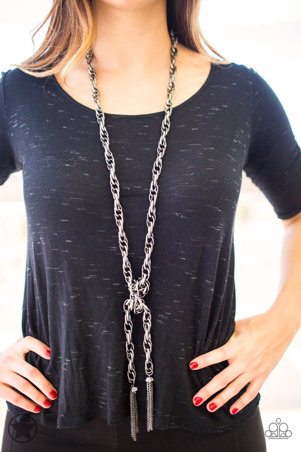 SCARFed for Attention - Gunmetal Chain Paparazzi Necklace & matching earrings