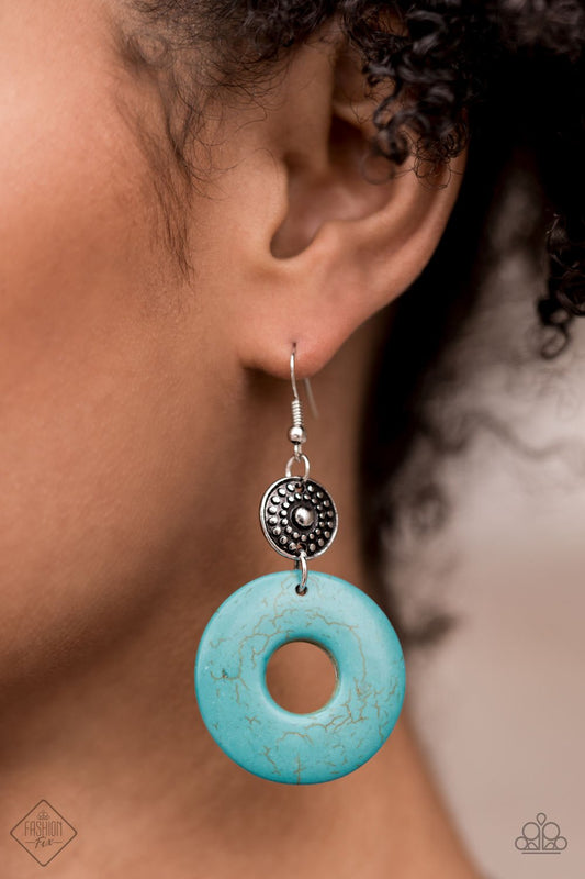 Earthy Epicenter - Blue/Turquoise Stone Paparazzi Earrings