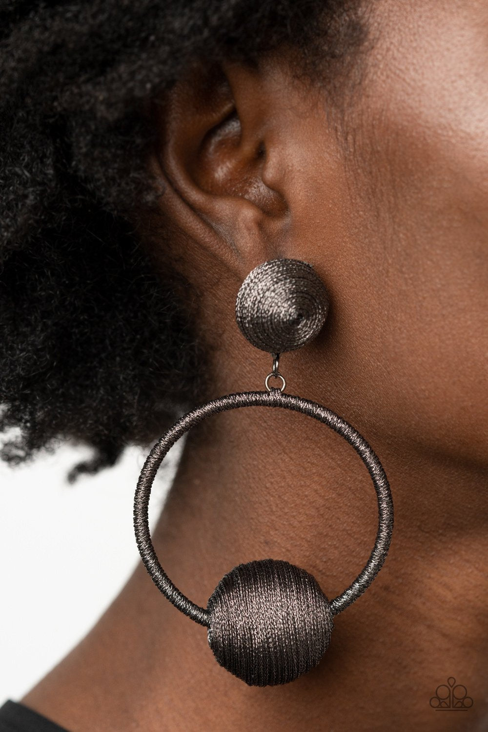 Social Sphere - Gunmetal Threaded Paparazzi Earrings