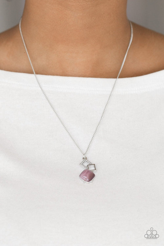 Stylishly Square - Purple Moonstone Paparazzi Pendant Necklace & matching earrings