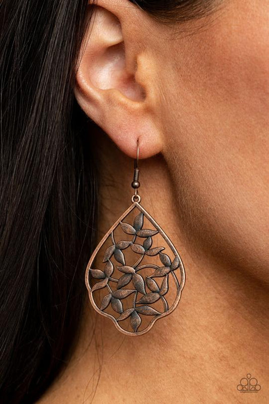 Taj Mahal Gardens - Copper Filigree Paparazzi earrings