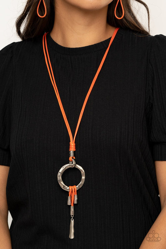 Tranquil Artisan - Orange Cording Paparazzi Necklace & matching earrings