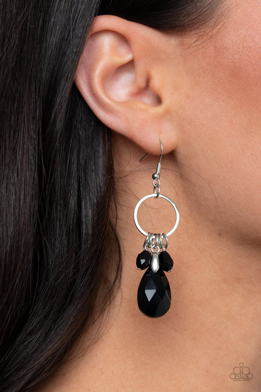 Unapologetic Glow - Black Crystal-Like Beaded Fringe Paparazzi Earrings