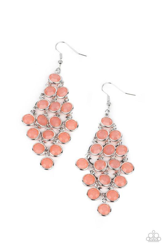 With All DEW Respect - Orange Burnt Coral Gem Paparazzi Earrings