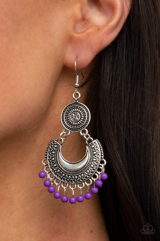 Yes, I CANCUN - Purple Beaded Paparazzi Earrings