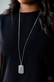 Home Of The Free - White Rhinestone Charm/"Home of the Free Because of the Brave" Dog Tag Paparazzi Necklace & matching earrings